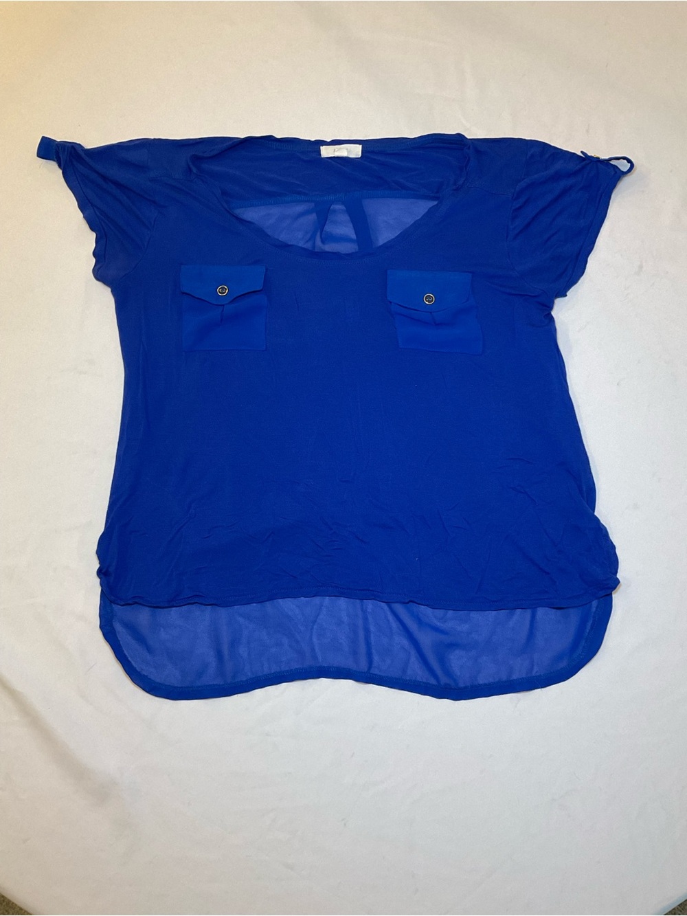 Mine Royal Blue Short Sleeve Pocket Blouse
